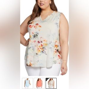 NYDJ Pleat Back Sleeveless Blouse